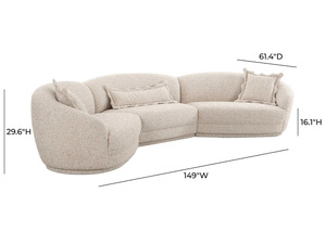 Ensemble de meubles de salon en teck massif de luxe, canapé incurvé moderne texturé bouclé 3 places, table basse, villa, hôtel - Product Image 4