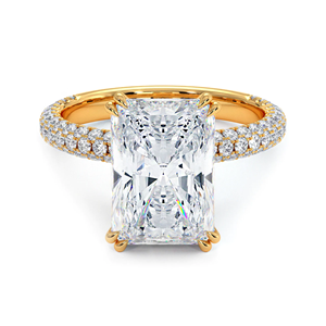 Bague de fiançailles et de mariage en diamant radiant cultivé en laboratoire certifié IGI, 4,75 carats, or jaune 14 carats, bijou cadeau pour fête - Product Image 2