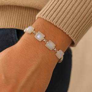 Pulsera de Piedra Lunar Arcoíris, Plata de Ley 925, Ajustable, Estilo Boho, Hecha a Mano, Joyería de Piedras Preciosas Naturales, Regalo - Product Image 3