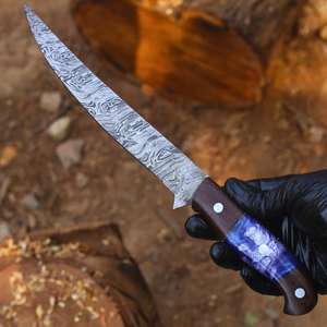 Couteau de chef artisanal en acier Damas avec lame forgée de huit pouces, manche en bois de wengé et résine époxy pour la cuisson en plein air et le barbecue - Product Image 6