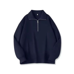 Sweat à capuche surdimensionné pour homme en coton épais 100% lourd, personnalisé, avec col zippé, motif uni, pour la saison hivernale - Product Image 1
