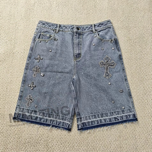 Shorts de jogging décontractés pour hommes, écologiques, personnalisés, d'été, longueur genou, avec broderie 3D, effet vieilli et délavé soleil, taille mi-haute, imperméables et respirants - Product Image 6