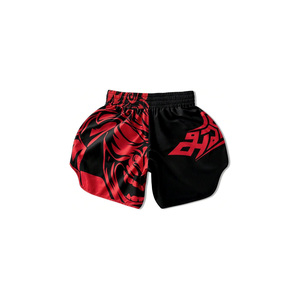 High Performance Men's MMA Shorts Black Red <b>Dragon</b> Print Quick Dry Regular Fit Martial Arts Wear - Product Image 1
