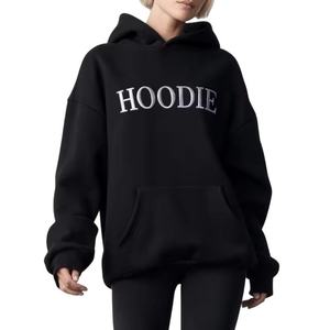 Oversized <b>Pink</b> <b>Hoodie</b> Women's Casual Letter Embroidery Hooded Sweatshirt with Kangaroo Pocket - Product Image 4