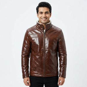 High Quality <b>Mens</b> Windproof Leather <b>Jacket</b> New Fashion Embroidery Knitted Stand Discharge Print Zipper Breathable <b>jacket</b> for <b>men</b> - Product Image 1