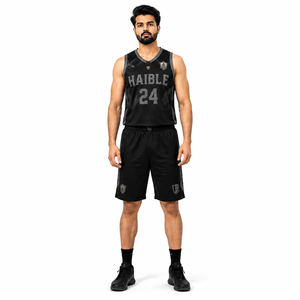 Ensemble d'uniformes de basketball personnalisés Elite 180GSM Tech Mesh Stealth AAU Maillot et short de jeu pour hommes - Product Image 1