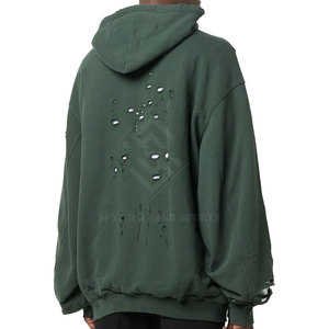 Sweat-shirts déchirés pour hommes fabriqués au Pakistan, en molleton de coton mélangé écologique et respirant, pour l'hiver, couleurs personnalisables, style décontracté - Product Image 5