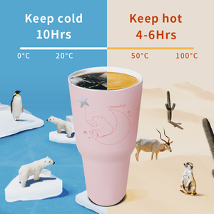 Premium 30Oz/900Ml Double Wall Vacuum Insulated Bubble Tea Tumbler with <b>Porcelain</b> Liner Straw 8-10hrs Thermal Insulation - Product Image 4