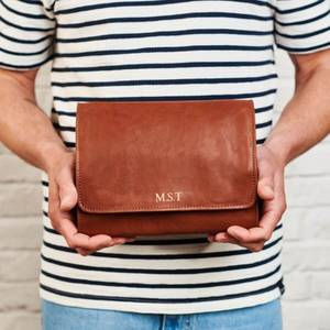 Stylish Leather Toiletry <b>Bag</b> Travel Wash <b>Bag</b> <b>Men</b> Cosmetic Organizer Shaving Storage Dopp Kit LTB-0110 - Product Image 3