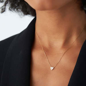 สร้อยคอเพชรรูปหัวใจขนาดเล็กสวยงาม จี้ทอง 14k ชุบทอง 14k หัวใจประดับเพชรแบบไมโครเพฟ เครื่องประดับโรแมนติกสไตล์มินิมอล - Product Image 4