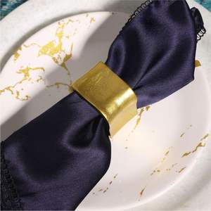 Vente en gros d'élégants porte-serviettes en métal argenté, anneaux de serviette géométriques modernes pour mariage, banquet, décoration de table à domicile - Product Image 2