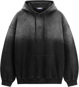 Sweat à capuche d'hiver surdimensionné, anti-plis, style streetwear, effet délavé vintage personnalisé |   Pull en polaire de polyester épais |   Marque privée - Product Image 1
