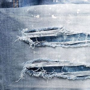 Jean droit élégant pour homme, respirant, en denim imprimé, coupe ajustée, style streetwear, délavé, extensible, OEM - Product Image 3