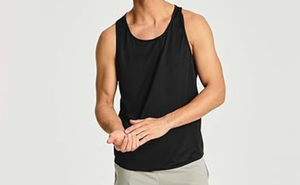 Men's <b>Black</b> Sleeveless O-Neck Knitted <b>Tank</b> <b>Top</b> Casual Style Breathable Solid Color - Product Image 5