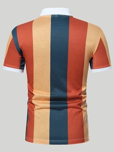 Polo à demi-zip personnalisé pour homme, rayé, imprimé, décontracté, pour le golf, à manches courtes, sublimation - Product Image 2