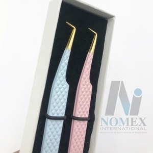 แหนบขนตาแบบเคลือบด้วยผง90องศาคีมหนีบขนตาแบบจุดชุบทองอุปกรณ์เสริมความงามและความงาม - Product Image 2