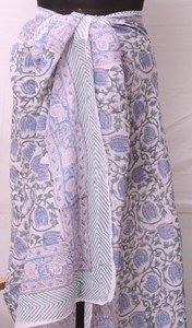 Pareo de algodón para mujer con estampado floral hecho a mano, ideal para la playa, venta al por mayor. - Product Image 4