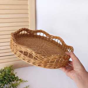 Bandeja de Servir Decorativa de Mimbre Bohemio con Borde Festoneado, Tejida a Mano, Apta para Lavavajillas, para Organización del Hogar, Venta al Por Mayor - Product Image 3
