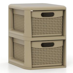 Armadietto portaoggetti in PP intrecciato con 2 cassetti stretti per casa e ufficio - Product Image 6