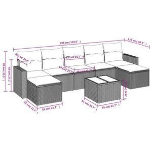 Juego de sofás de patio de ratán sintético marrón de 8 piezas con cojines, elegantes muebles de exterior - Product Image 3