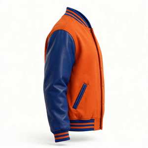 Veste de baseball universitaire classique personnalisée brodée pour homme, col montant, logo frontal, coupe-vent, style automne urbain - Product Image 2