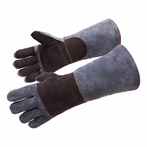 Gants de soudage en cuir de vachette pleine fleur à doigts entiers, résistants à la chaleur et aux étincelles, robustes, ignifuges, pour barbecue - Product Image 2