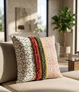 Tribal Weave Block Printed Cotton Cushion <b>Cover</b> Decorative Pillow <b>Cover</b> <b>for</b> <b>Sofa</b> Bed Living Room Home Decor - Product Image 3