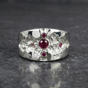 Handmade Solid Vintage 925 Sterling Silver Christian <b>Men's</b> Signet <b>Ring</b> <b>Ruby</b> Cubic Zirconia Gemstones Engagement Everyday Wear - Product Image 1