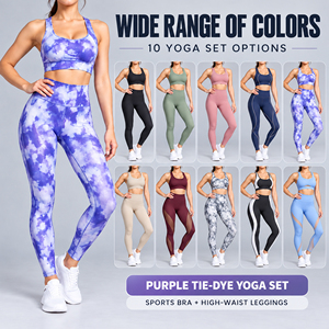 <b>Tie</b> <b>Dye</b> Yoga <b>Set</b> Women Printed High Waist Leggings Matching Sports Bra Fashion Scoop Neck Full Length 2 Piece Activewear <b>Set</b> - Product Image 6