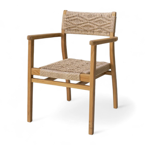 Silla de Comedor de Madera de Teca con Doble Mimbre, Diseño Moderno, Material Cómodo y Duradero para Uso en Exteriores y Sala de Estar - Product Image 2