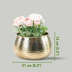 Pot de fleurs rond décoratif en métal martelé, moderne et durable, écologique, fait main, pour la maison, le jardin et les mariages - Product Image 4