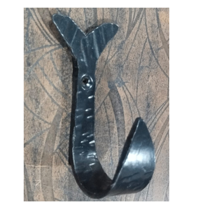 Vintage Wrought Iron Fish Rustic Heavy Duty <b>Black</b> Finish Hand Forged Wall Mounted <b>Hook</b> for Hat Coat <b>S</b> size 4 inch - Product Image 1