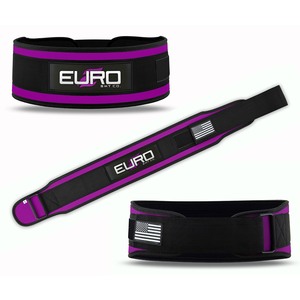 Ceinture de musculation Euro Skt Co, 5 pouces de large, noire et violette, réglable, pour le soutien de la taille lors de l'entraînement de force - Product Image 1