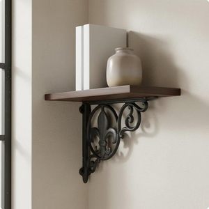 Handmade Cast Iron Fleur de Lis <b>Shelf</b> Bracket Rustic Decorative Wall Mount Support - Product Image 4