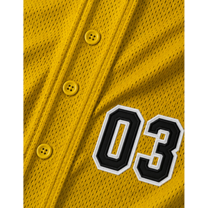 Camiseta de Béisbol Amarilla para Hombre con Detalles en Negro en las Mangas, Número 03 Estampado en la Parte Delantera, Corte Regular, Manga Corta, 100% Poliéster, Cuello en V - Product Image 2
