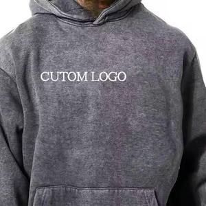 Sudadera con Capucha Gris para Hombre, Corte Holgado, Color Sólido, Forro Polar de Poliéster, Resistente al Viento, Ecológica, Informal, para Otoño, con Bolsillos - Product Image 4