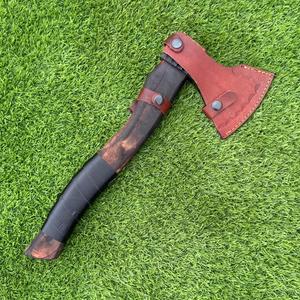 Hand-Forged Industrial High Carbon Steel <b>Axe</b> Custom OEM Ashwood <b>Handle</b> Bearded Hatchet Leather Sheath Camping Bushcraft - Product Image 6