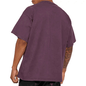 Camiseta de manga corta para hombre, de alta calidad, color liso, cuello redondo, informal, tejida, 100% algodón, corte regular, color morado, en oferta online. - Product Image 2