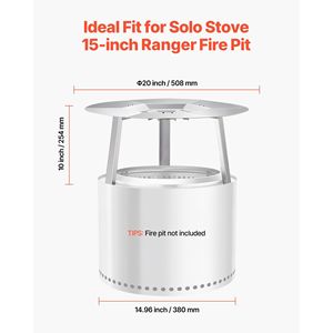 Deflettore di Calore per Braciere Solo Stove Ranger, 20 Pollici, in Acciaio Inox 304 per Bruciatura a Legna, Diffusore di Calore per Combustione Ottimale - Product Image 4