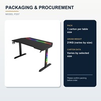 Bureau d'ordinateur de jeu moderne RGB avec éclairage arrière et des pieds lumineux en bois pour l'e-sport, le bureau à domicile, l'école, la villa, les projets commerciaux