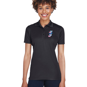 Camisa Polo Negra para Mujer con Botones, Diseño Bordado, Manga Corta, Cuello Camisero, Mezcla de Algodón, Ropa Casual de Golf y Negocios - Product Image 1