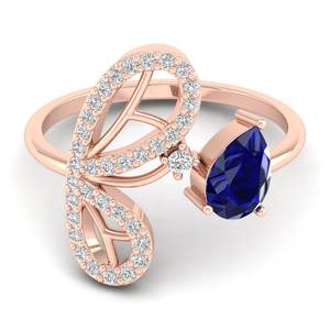 Anillos REYES de Oro Sólido de 14K de Primera Calidad con Zafiro Azul Corte Pera de 0.75 Quilates para Mujer, Joyería de Moissanita con Certificación GRA - Product Image 6