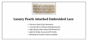 ลูกปัดหรูหราประดับด้วยผ้าลูกไม้ปักลายอย่างประณีต พร้อมขอบประดับด้วยลูกปัดและดิ้นทอง สำหรับชุดเจ้าสาว ชุดแต่งงาน ขายส่งผ้าลูกไม้ - Product Image 6