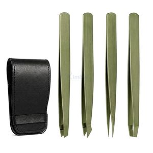 Juego de Pinzas para Cejas de Acero Inoxidable Verde Duradero con Punta Inclinada y Plana, Accesorios de Belleza y Cuidado Personal de Precisión - Product Image 5