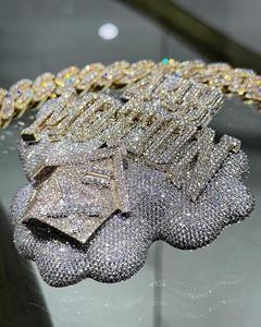 Colgante Personalizado Estilo Trap House con Incrustaciones de Diamantes, Colgante para el Hogar, Colgante Estilo Trap House, Moissanita Certificada VVS1 GRA, Colgante con Nombre Personalizado - Product Image 2