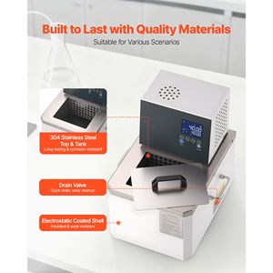 Bain-marie à circulation d'huile à température constante pour laboratoire, 6L, pour hautes températures jusqu'à 100°C/212°F, certifié CE, 220V - Product Image 5