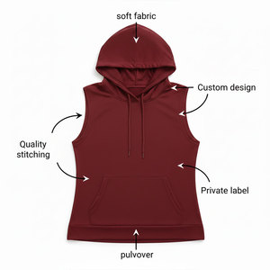 Sudaderas sin Mangas al por Mayor para Mujer, Casuales, Lisas, de Algodón y Poliéster, con Bolsillo Delantero, Transpirables, Ecológicas, Sudadera Deportiva para Mujer - Product Image 6