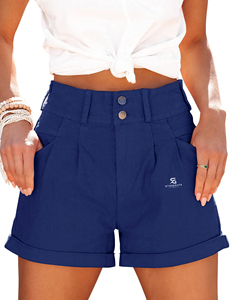 Shorts de Mezclilla para Mujer, Cintura Alta, Estilo Casual, Verano, Desgastados, Estilo Urbano, Lavado Ácido, Algodón Transpirable, Cintura Ajustable - Product Image 2