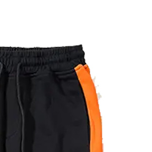 Pantalon de jogging léger noir pour homme avec bande latérale orange, taille élastique, braguette zippée, décontracté, pour le printemps, en lin/coton - Product Image 6