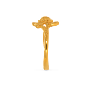 18K Yellow Gold Ring Luxury Heart Shape Floral Gold Ring for Women Delicate Everyday Fashion Jewelry <b>Gift</b> - Product Image 4